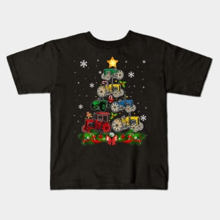 Tractor Christmas Tree Farming funny Xmas Holiday Gift Kids T-Shirt